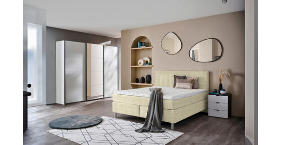 BOXSPRINGBETT 180/200 cm  in Beige  - Chromfarben/Beige, KONVENTIONELL, Kunststoff/Textil (180/200cm) - Voleo