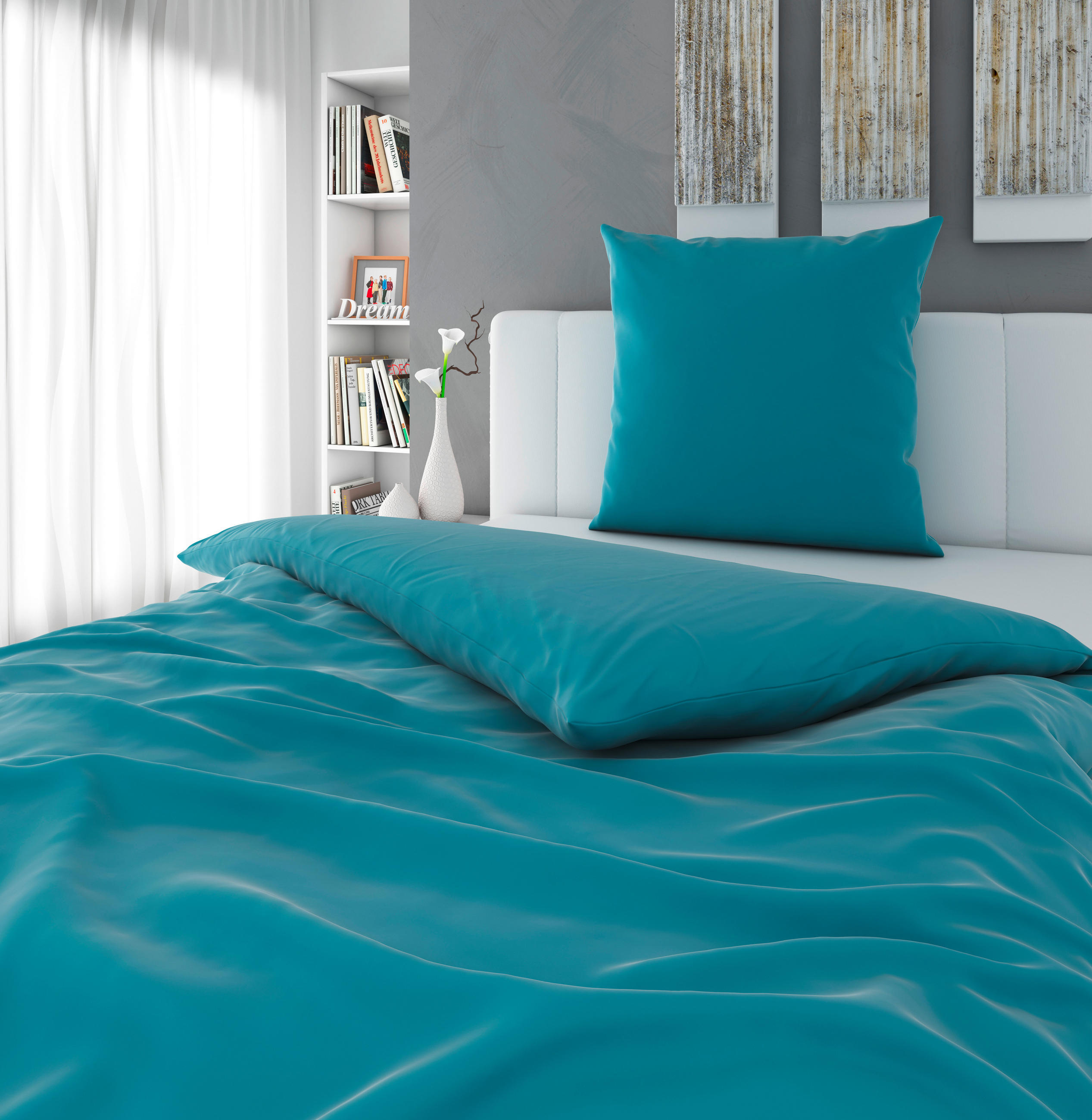 BETTWÄSCHE Satin 135/200 cm  - Türkis, MODERN, Textil (135/200cm) - Novel