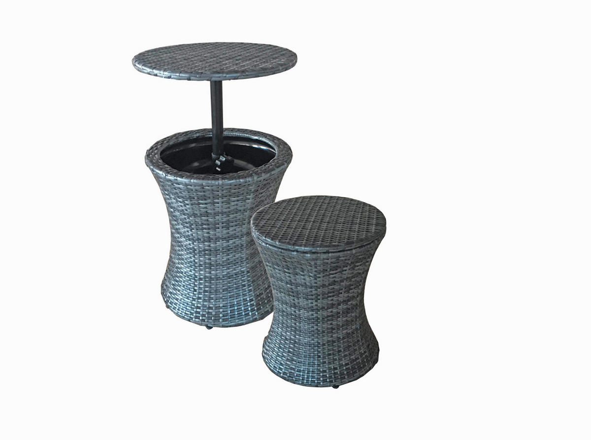GARTENTISCH Metall, Kunststoff rund  - Dunkelgrau/Schwarz, Basics, Kunststoff/Metall (45/55/45cm) - Gardenson
