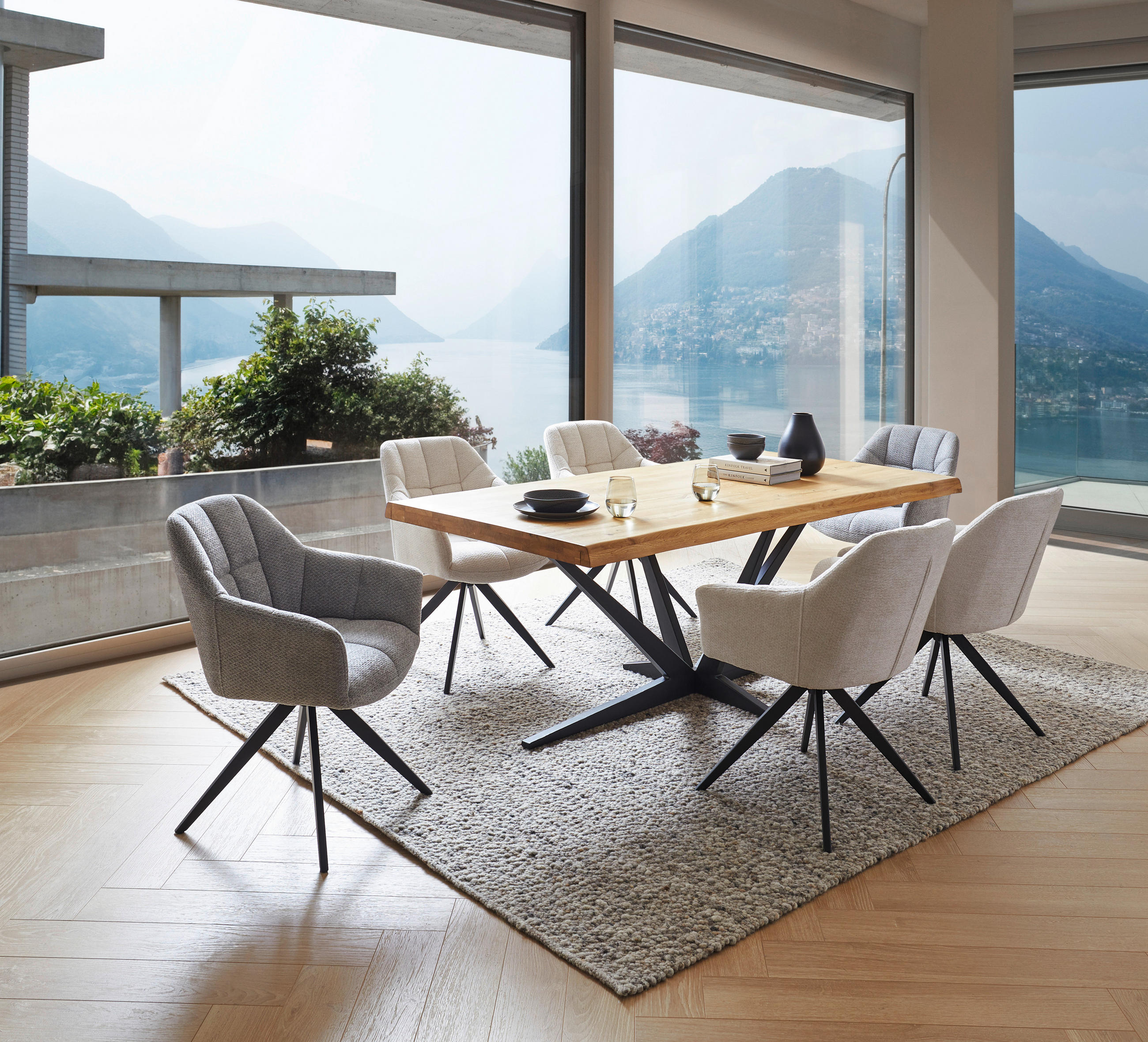 JEDÁLENSKÝ STÔL, dub, čierna, farby duba, 200/100/75 cm - čierna/farby duba, Natur, kov/drevo (200/100/75cm) - Linea Natura