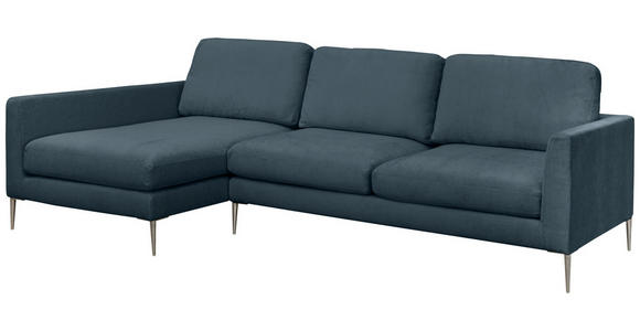 ECKSOFA Dunkelgrau Chenille Rückenkissen, Rücken echt  - Dunkelgrau/Silberfarben, KONVENTIONELL, Textil/Metall (143/284cm) - Carryhome