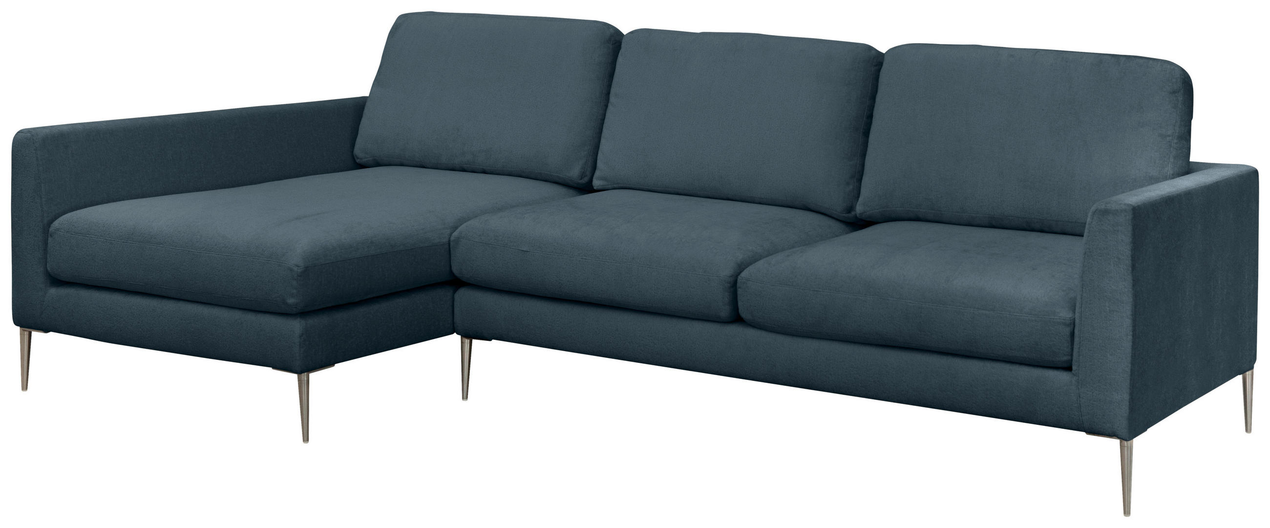 ECKSOFA Dunkelgrau Chenille  - Dunkelgrau/Silberfarben, KONVENTIONELL, Textil/Metall (143/284cm) - Carryhome