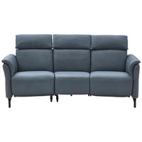 TRAPEZSOFA in Echtleder Graublau  - Graublau/Schwarz, Konventionell, Leder/Metall (221/103/95cm) - Dieter Knoll
