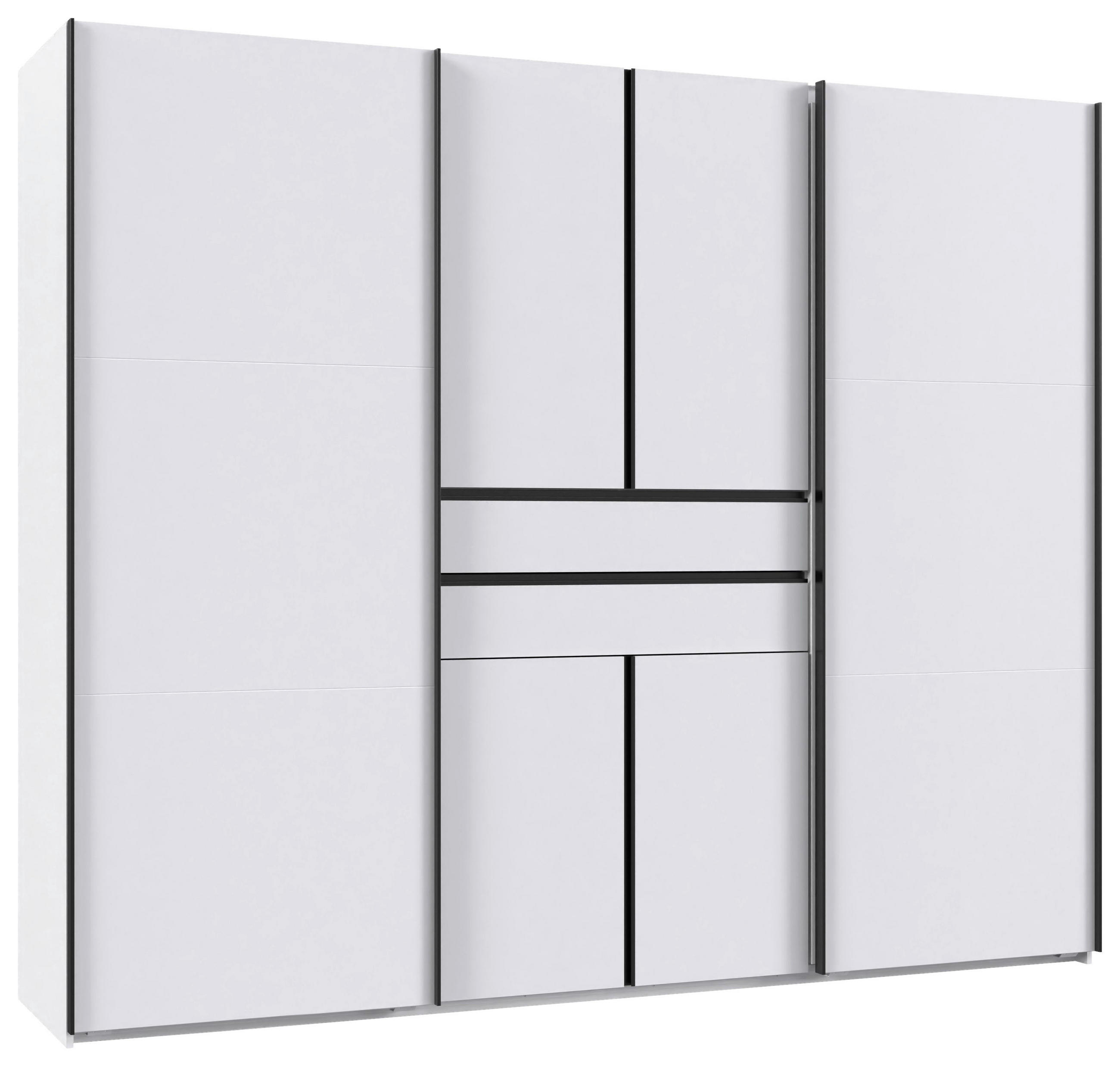 KLEIDERSCHRANK 250/216/65 cm,  in Weiß, 6-türig  - Schwarz/Weiß, Design, Holzwerkstoff/Metall (250/216/65cm) - Stylife