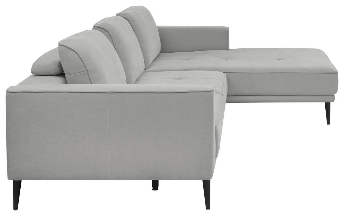 ECKSOFA Grau Flachgewebe  - Schwarz/Grau, KONVENTIONELL, Textil/Metall (279/193cm) - SetOne by Musterring