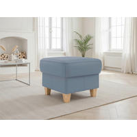 TABURETKA, koža, 58/48/58 cm - sivomodrá/farba duba, Basics, koža/drevo (58/48/58cm) - Sit & More