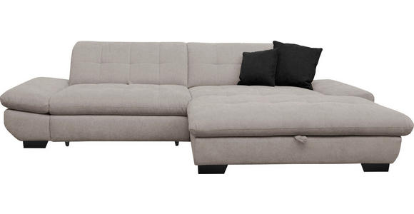 ECKSOFA in Mikrofaser Hellgrau  - Hellgrau/Schwarz, Design, Textil/Metall (290/198cm) - Xora