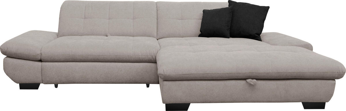 ECKSOFA in Mikrofaser Hellgrau  - Hellgrau/Schwarz, Design, Textil/Metall (290/198cm) - Xora
