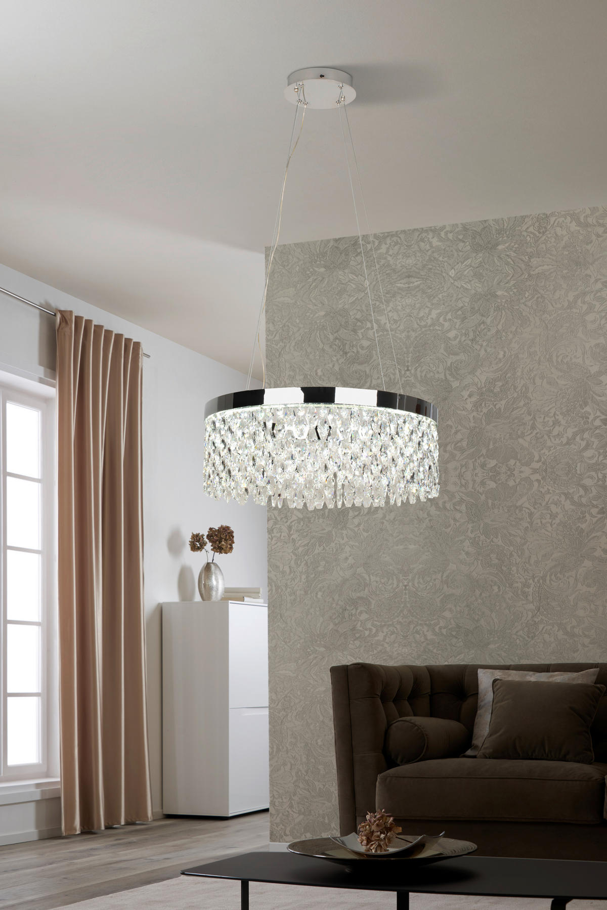 LED-HÄNGLAMPA Xihe 60/150 cm  - transparent, Lifestyle, metall/glas (60/150cm) - Glandor