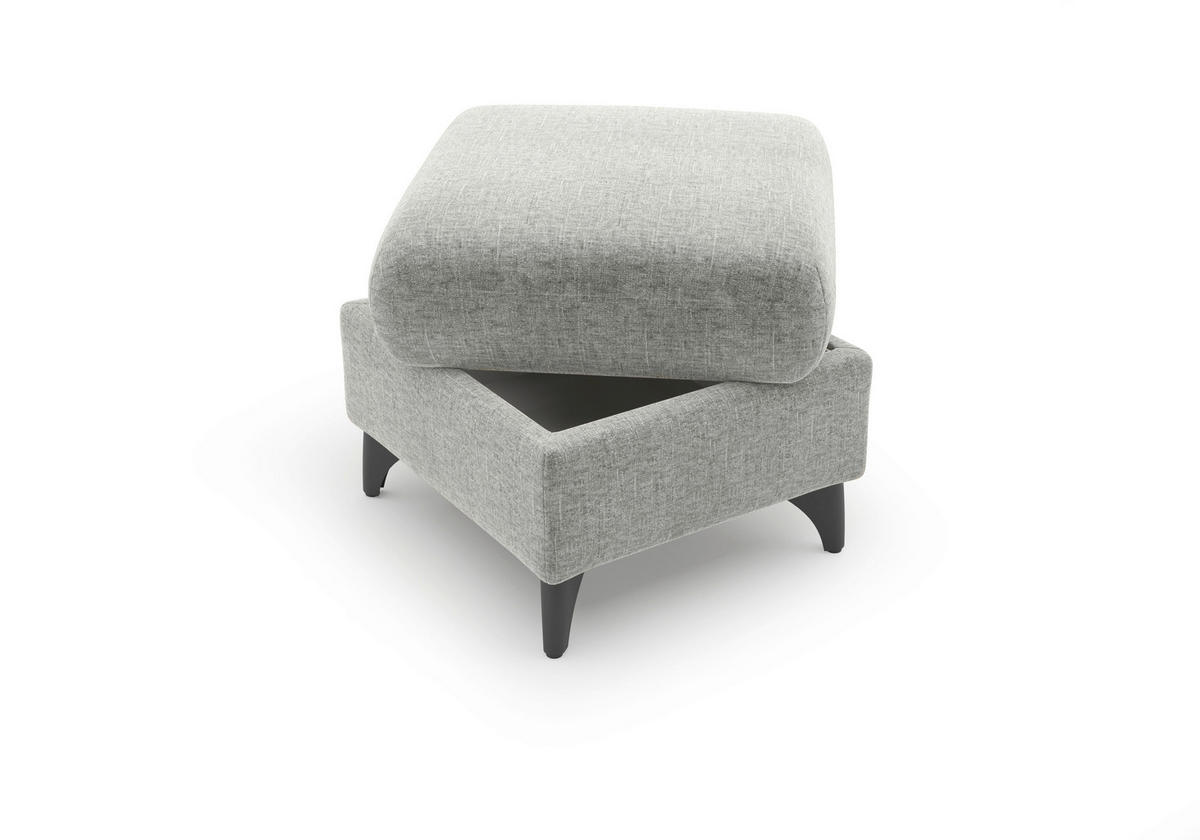 HOCKER in Textil Hellgrau  - Hellgrau/Schwarz, KONVENTIONELL, Textil/Metall (58/48/58cm) - Sit & More