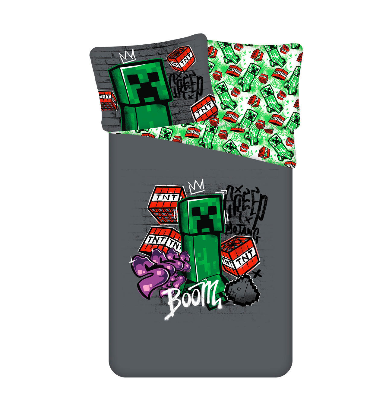 DETSKÉ MINECRAFT NÁVLIEČKY 140/200 cm - sivá, Design, textil (140/200cm)