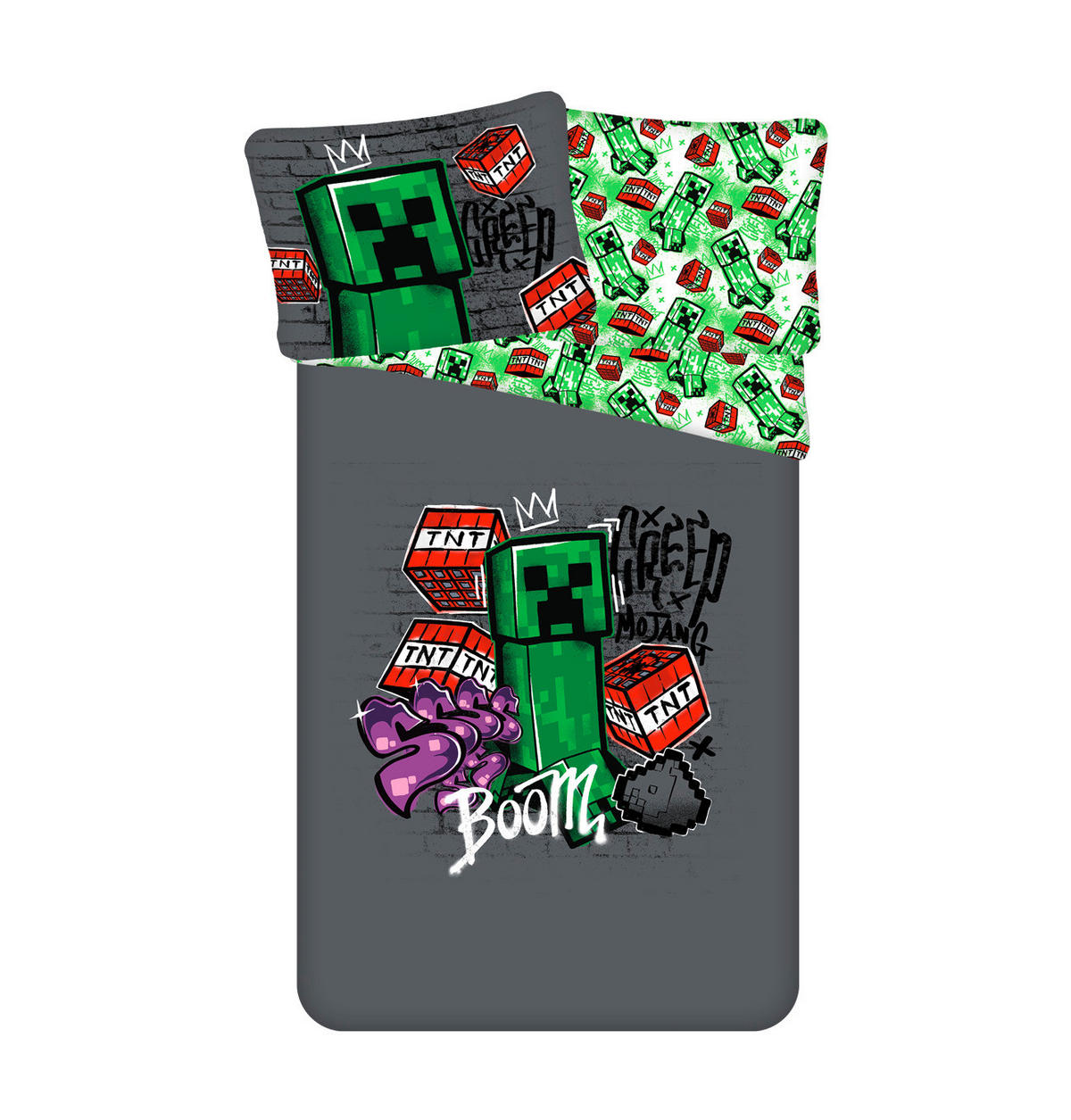DETSKÉ MINECRAFT NÁVLIEČKY 140/200 cm  - sivá, Design, textil (140/200cm)