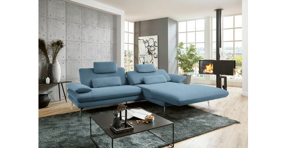 ECKSOFA Blau Webstoff  - Blau/Schwarz, Design, Textil/Metall (284/184cm) - Dieter Knoll