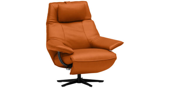 RELAXSESSEL in Leder Cognac  - Cognac/Schwarz, Design, Leder/Metall (92/79/82cm) - Dieter Knoll