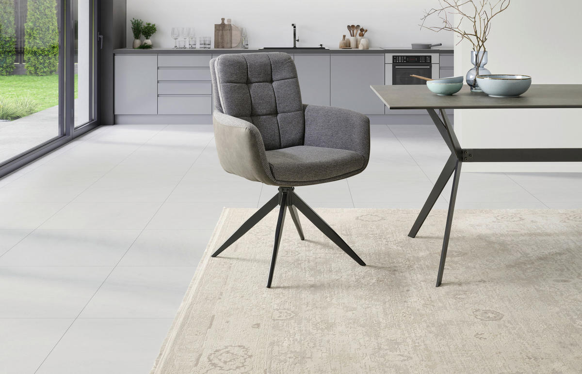 ARMLEHNSTUHL  in Eisen Leinenoptik  - Schwarz/Grau, KONVENTIONELL, Holz/Textil (60/93/66cm) - MID.YOU