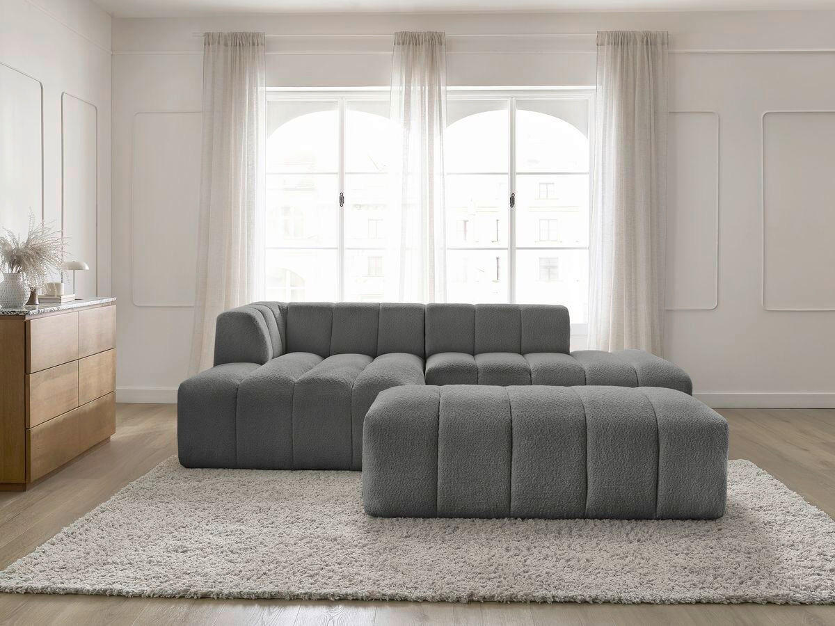 ECKSOFA  ANNECY Dunkelgrau Bouclé  - Dunkelgrau/Schwarz, MODERN, Kunststoff/Textil (170/262cm)