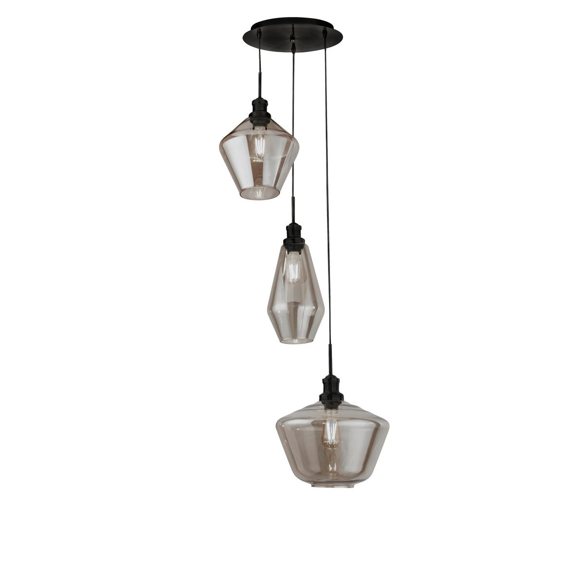 HÄNGLAMPA Mia 51/150 cm  - svart, Design, metall/glas (51/150cm)