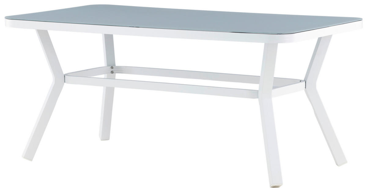 GARTENTISCH 160/90/74 cm Metall, Glas rechteckig  - Weiß/Grau, KONVENTIONELL, Glas/Metall (160/90/74cm) - Gardenson