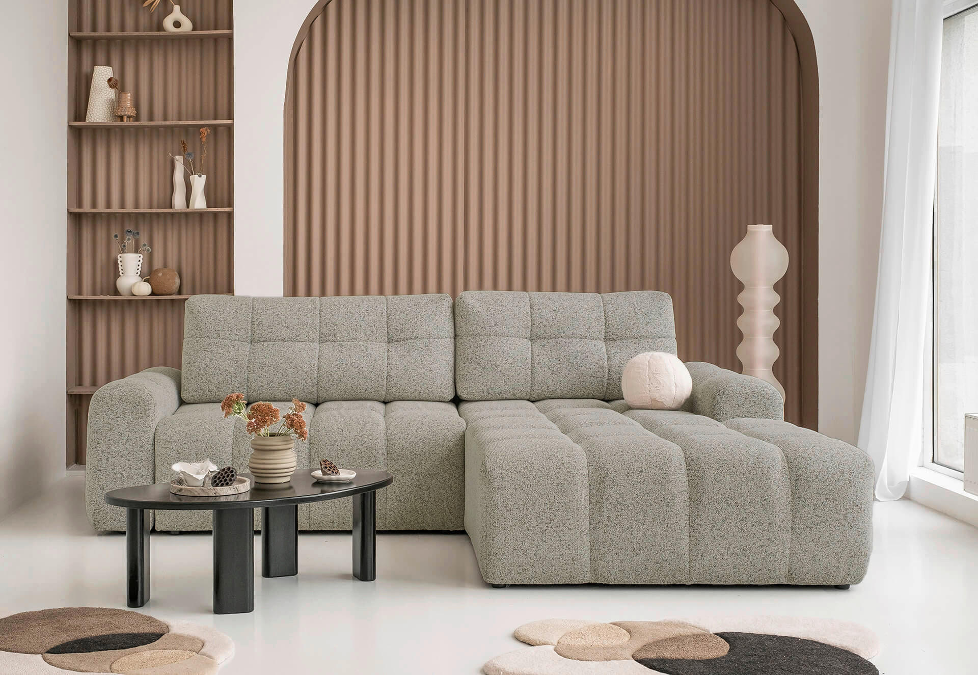 ECKSOFA  Grau  - Schwarz/Grau, Design, Kunststoff/Textil (268/184cm) - MID.YOU