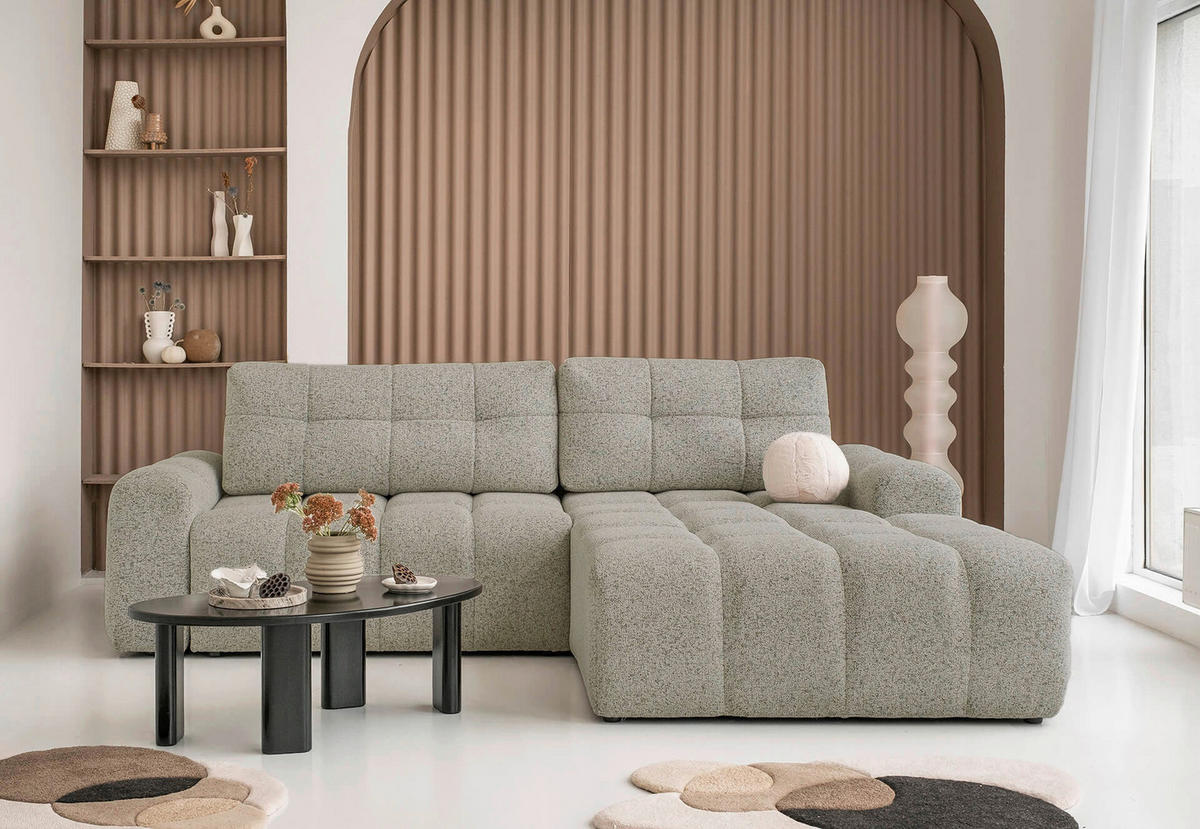 ECKSOFA  Grau  - Schwarz/Grau, Design, Kunststoff/Textil (268/184cm) - MID.YOU