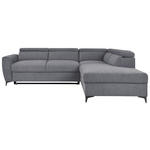 ECKSOFA Dunkelgrau Velours  - Dunkelgrau/Schwarz, KONVENTIONELL, Textil/Metall (255/217cm) - Carryhome