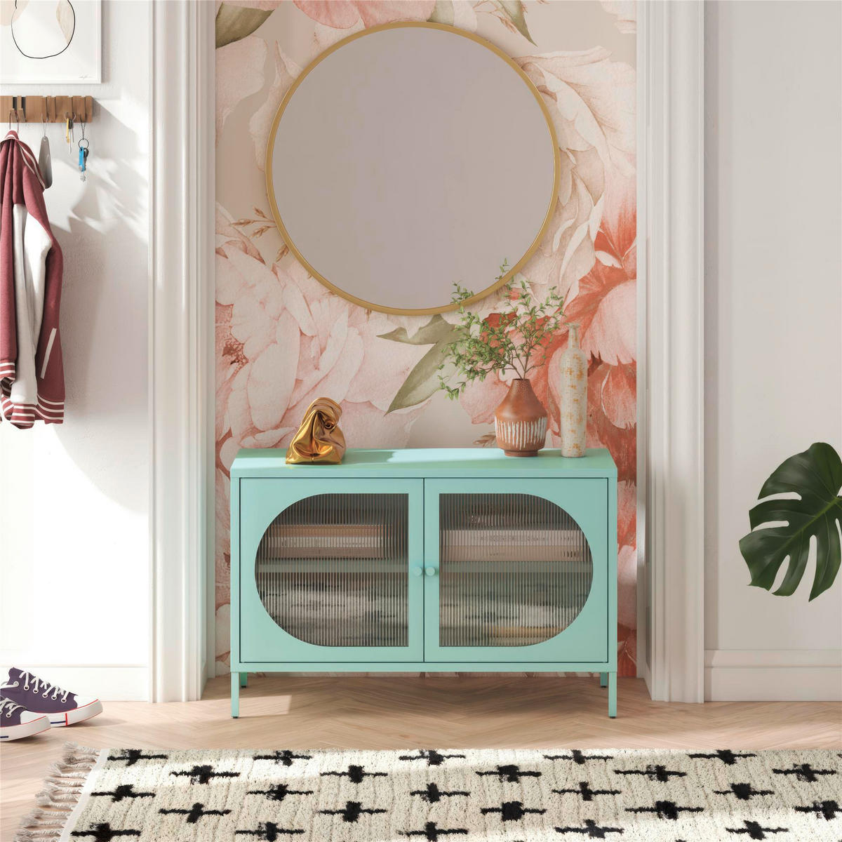KOMMODE Luna   in 100/64/40 cm  - Blau, Design, Glas/Metall (100/64/40cm) - MID.YOU