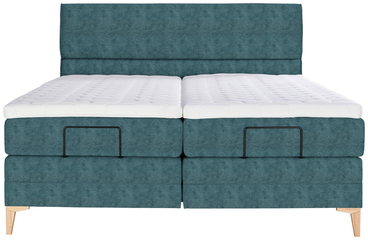BOXSPRINGBETT 200/200 cm  in Blau  - Blau/Eichefarben, Konventionell, Holz/Textil (200/200cm) - Voleo
