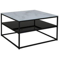 COUCHTISCH in Metall, Glas 75/75/43 cm  - Schwarz/Weiß, Design, Glas/Metall (75/75/43cm) - Livetastic