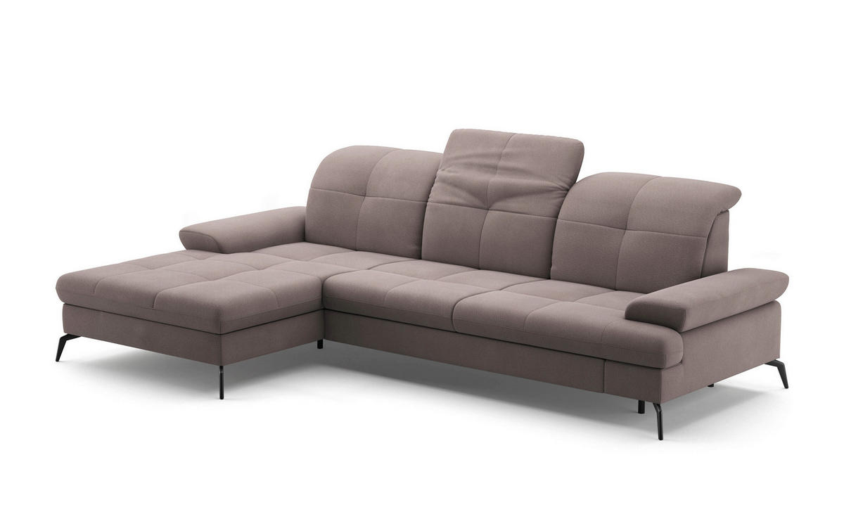 ECKSOFA in Flachgewebe Taupe  - Taupe/Schwarz, Konventionell, Textil/Metall (185/279cm) - Sit & More