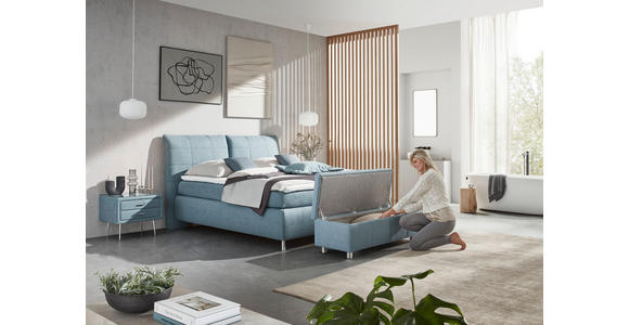 BOXSPRINGBETT 200/200 cm in Hellblau - Alufarben/Hellblau, KONVENTIONELL, Textil (200/200cm) - Dieter Knoll
