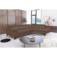 ECKSOFA DALLAS in Echtleder Dunkelbraun  228/283 cm  - Dunkelbraun/Schwarz, Design, Leder/Metall (228/283cm) - Livetastic