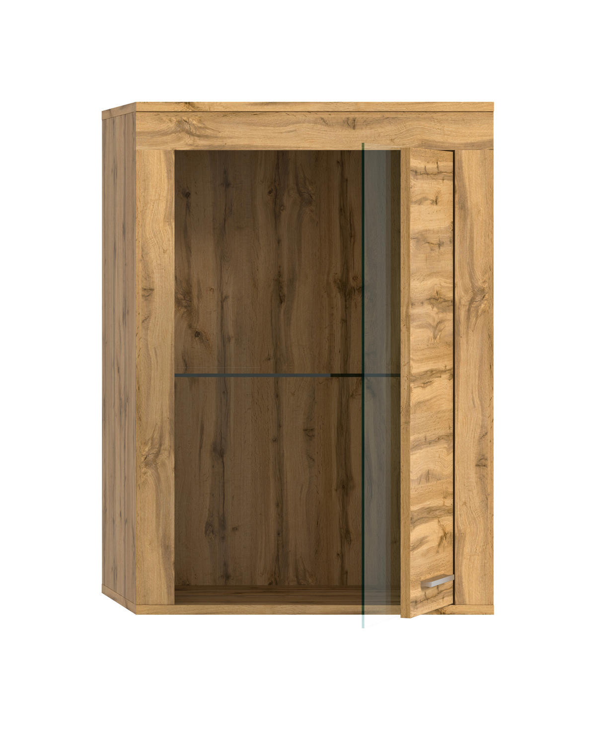 VITRINE in Eiche Wotan  - Eiche Wotan/Silberfarben, Design, Glas/Holzwerkstoff (86/60/35cm) - MID.YOU