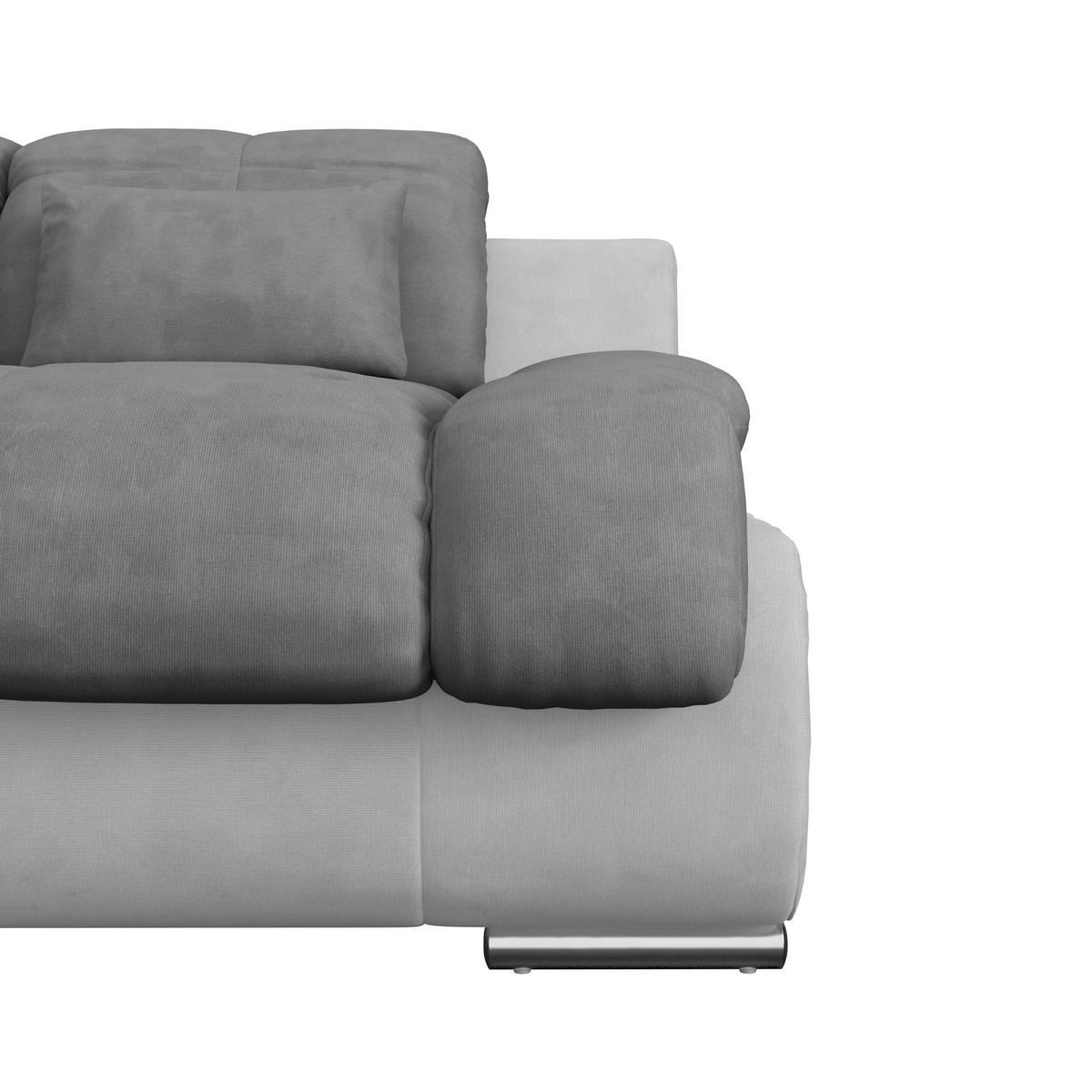 WOHNLANDSCHAFT in Mikrofaser Hellgrau, Dunkelgrau  - Chromfarben/Dunkelgrau, Modern, Textil/Metall (228/345/184cm) - MID.YOU