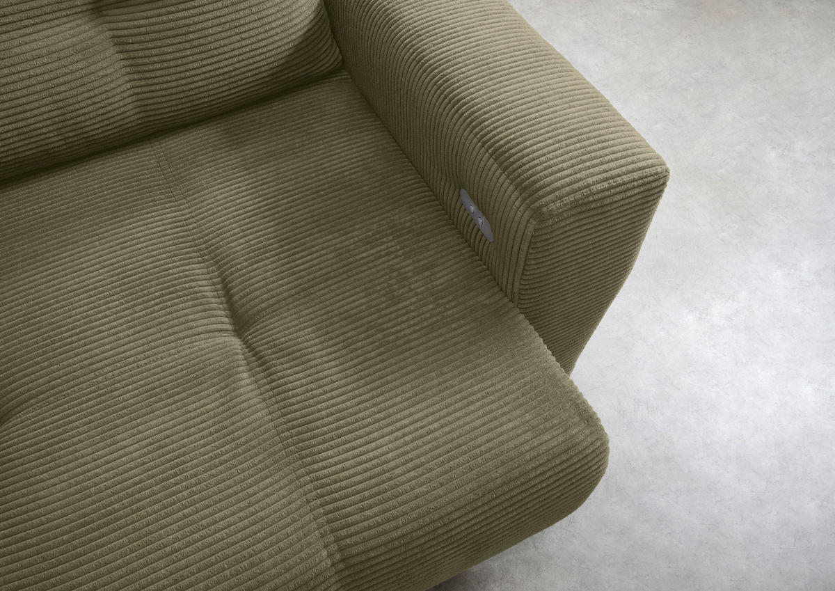 ECKSOFA in Cord Olivgrün  177/246 cm  - Schwarz/Olivgrün, MODERN, Holz/Textil (177/246cm) - MID.YOU