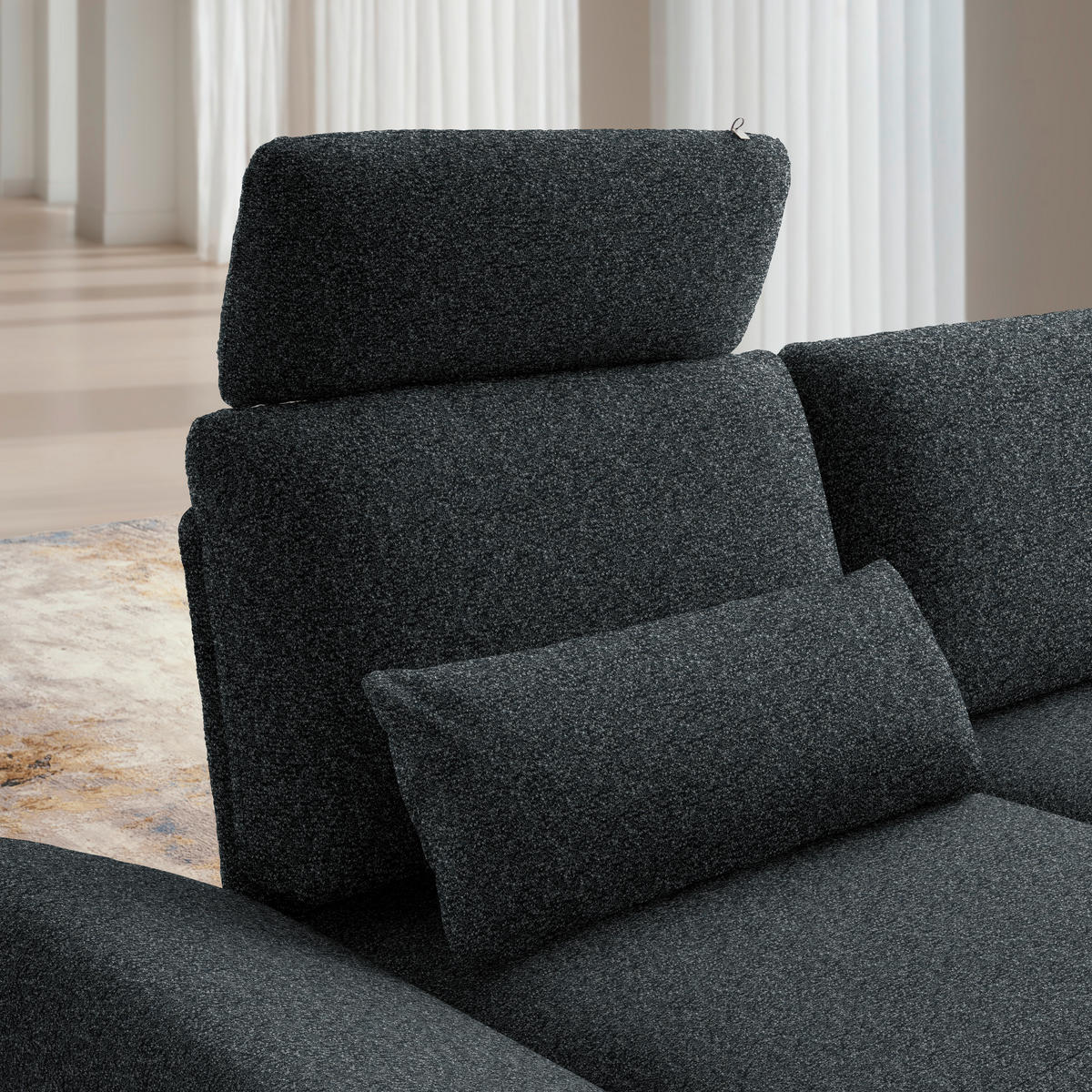 ECKSOFA Flachgewebe Anthrazit  - Anthrazit/Schwarz, Design, Textil/Metall (155/234cm) - Dieter Knoll