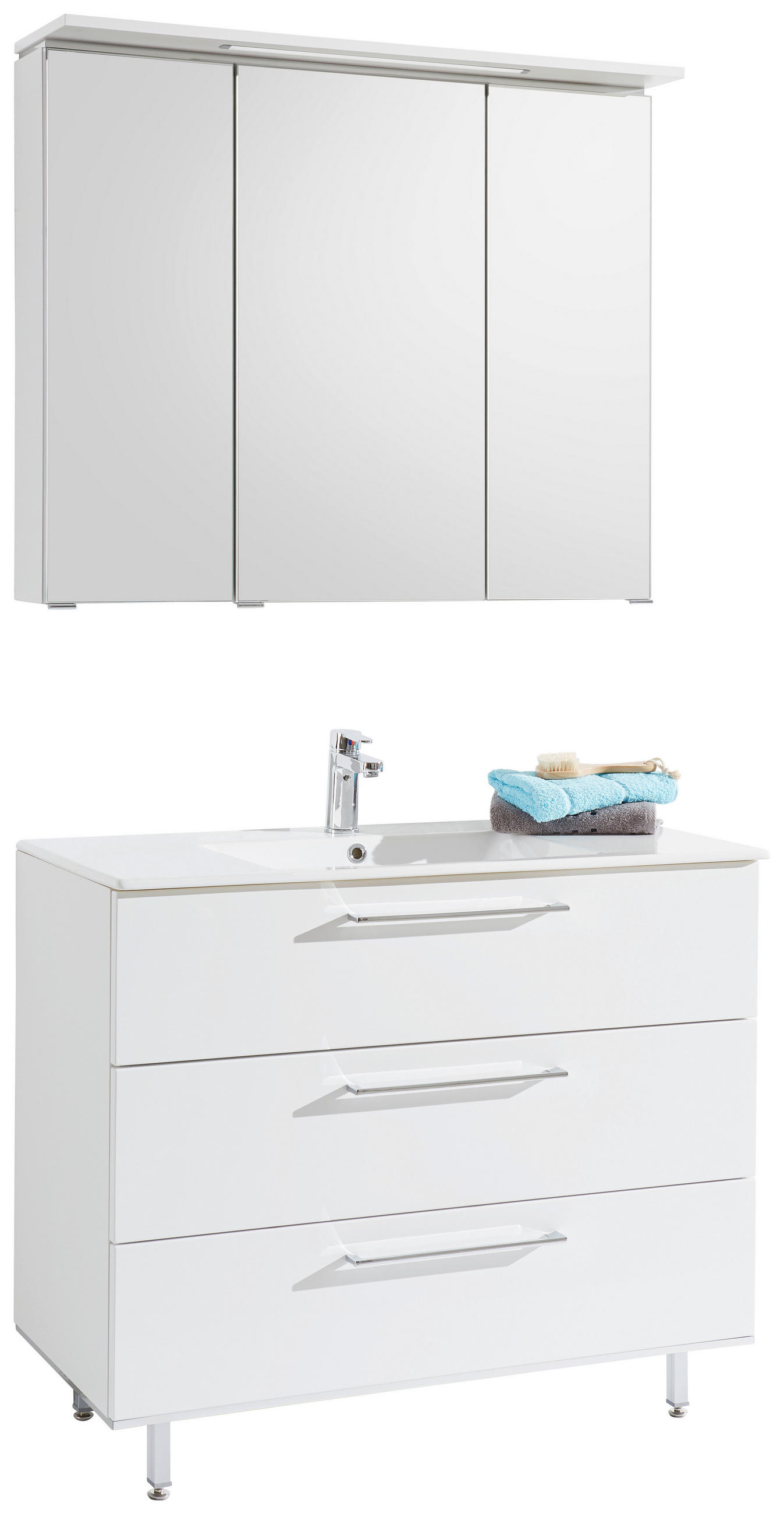 BADEZIMMER  in 100 cm  - Weiß, Design, Glas/Holzwerkstoff (100cm) - Novel