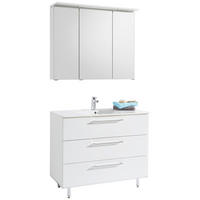 BADEZIMMER  in 100 cm  - Weiss, Design, Glas/Holzwerkstoff (100cm) - Novel