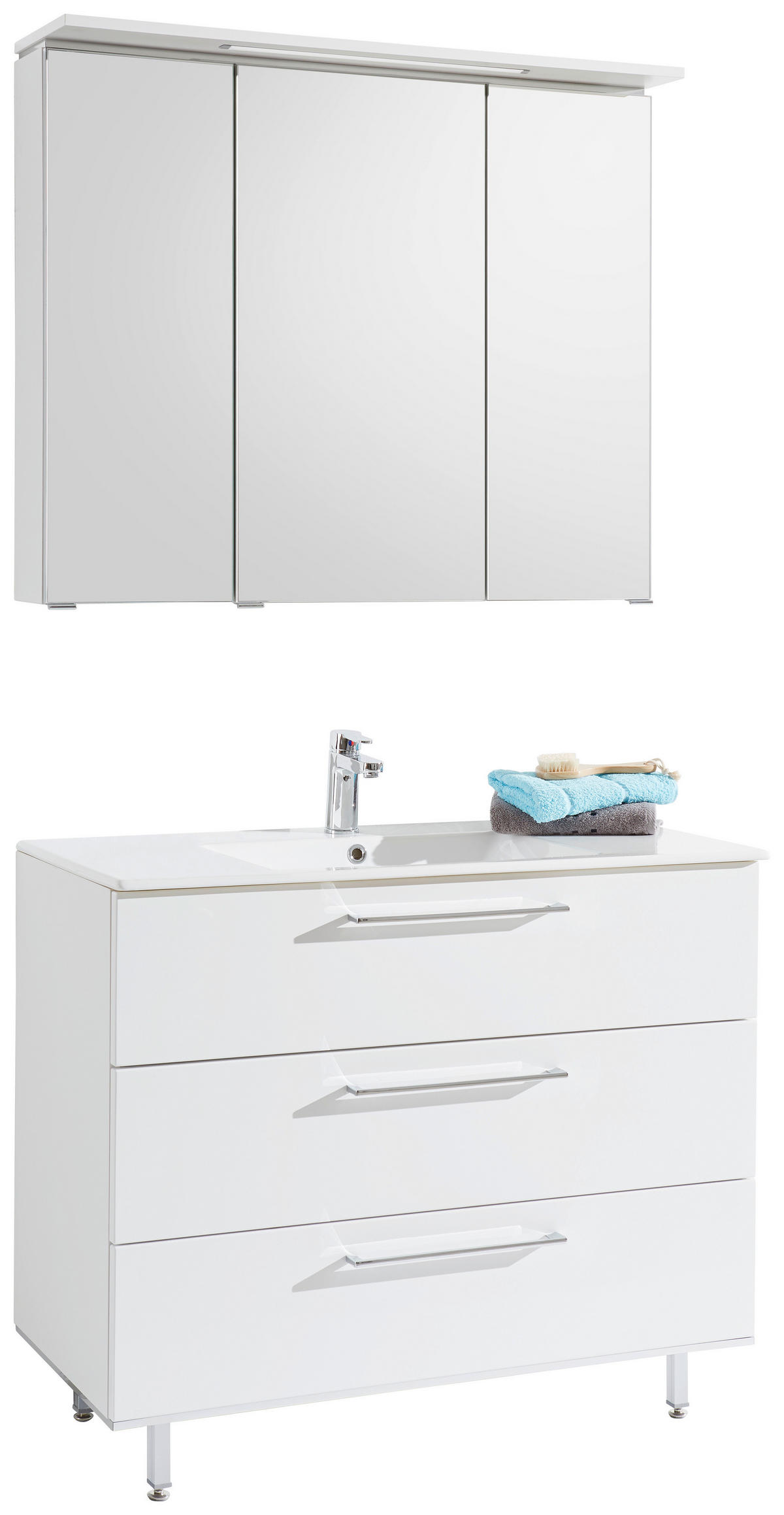 BADEZIMMER  in 100 cm  - Weiss, Design, Glas/Holzwerkstoff (100cm) - Novel