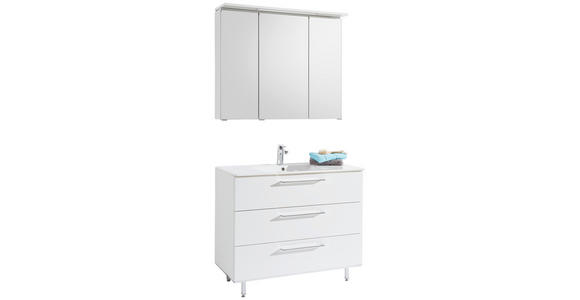 BADEZIMMER in 100 cm - Weiß, Design, Glas/Holzwerkstoff (100cm) - Novel