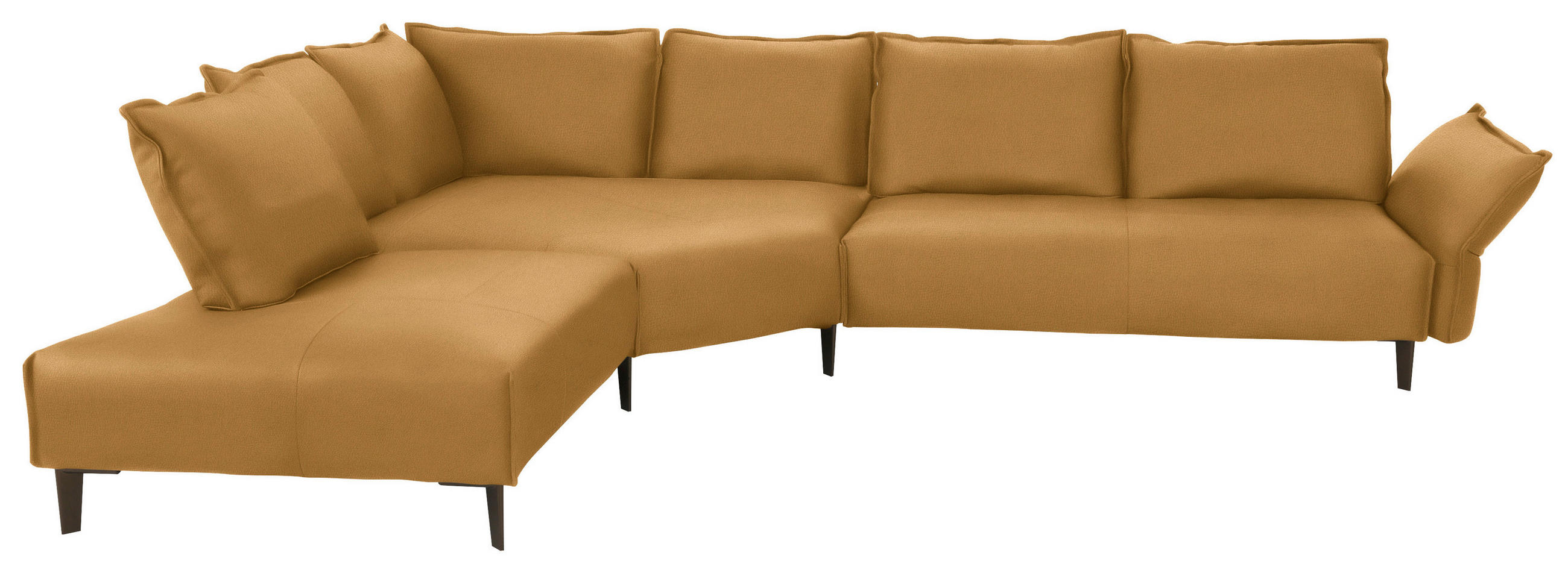 ECKSOFA in Echtleder Currygelb  - Currygelb/Schwarz, Design, Leder/Metall (272/340cm) - W.Schillig