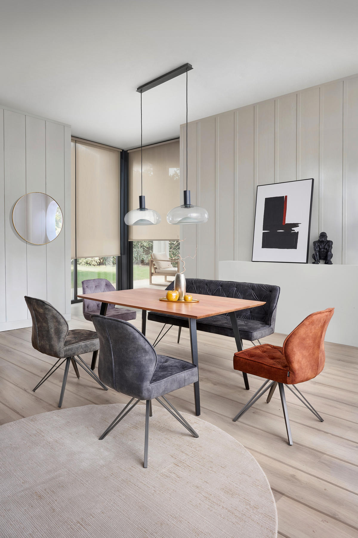 SITZBANK 157/85/59 cm  in Anthrazit, Schwarz  - Anthrazit/Schwarz, Design, Textil/Metall (157/85/59cm) - Carryhome