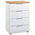 KOMMODE , 60/89/43 cm, 4 Schublade(n)  - Eichefarben/Alufarben, Design, Holzwerkstoff/Kunststoff (60/89/43cm) - Xora