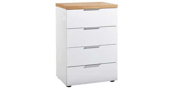 KOMMODE , 60/89/43 cm, 4 Schublade(n)  - Eichefarben/Alufarben, Design, Holzwerkstoff/Kunststoff (60/89/43cm) - Xora