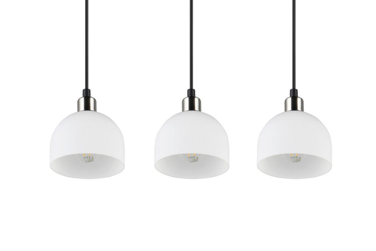 PENDELLEUCHTE  60,0/150,0/12,0 cm   - Weiss/Nickelfarben, Basics, Glas/Metall (60,0/150,0/12,0cm)