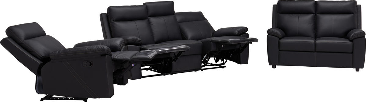 SOFFGRUPP i läderimitation kombination läder/läderimitation svart  - svart/cremefärgad, Klassisk, läder/textil - Xora