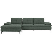 ECKSOFA in Velours Dunkelgrün  179/301 cm  - Dunkelgrün/Schwarz, Design, Textil/Metall (179/301cm) - Chilliano