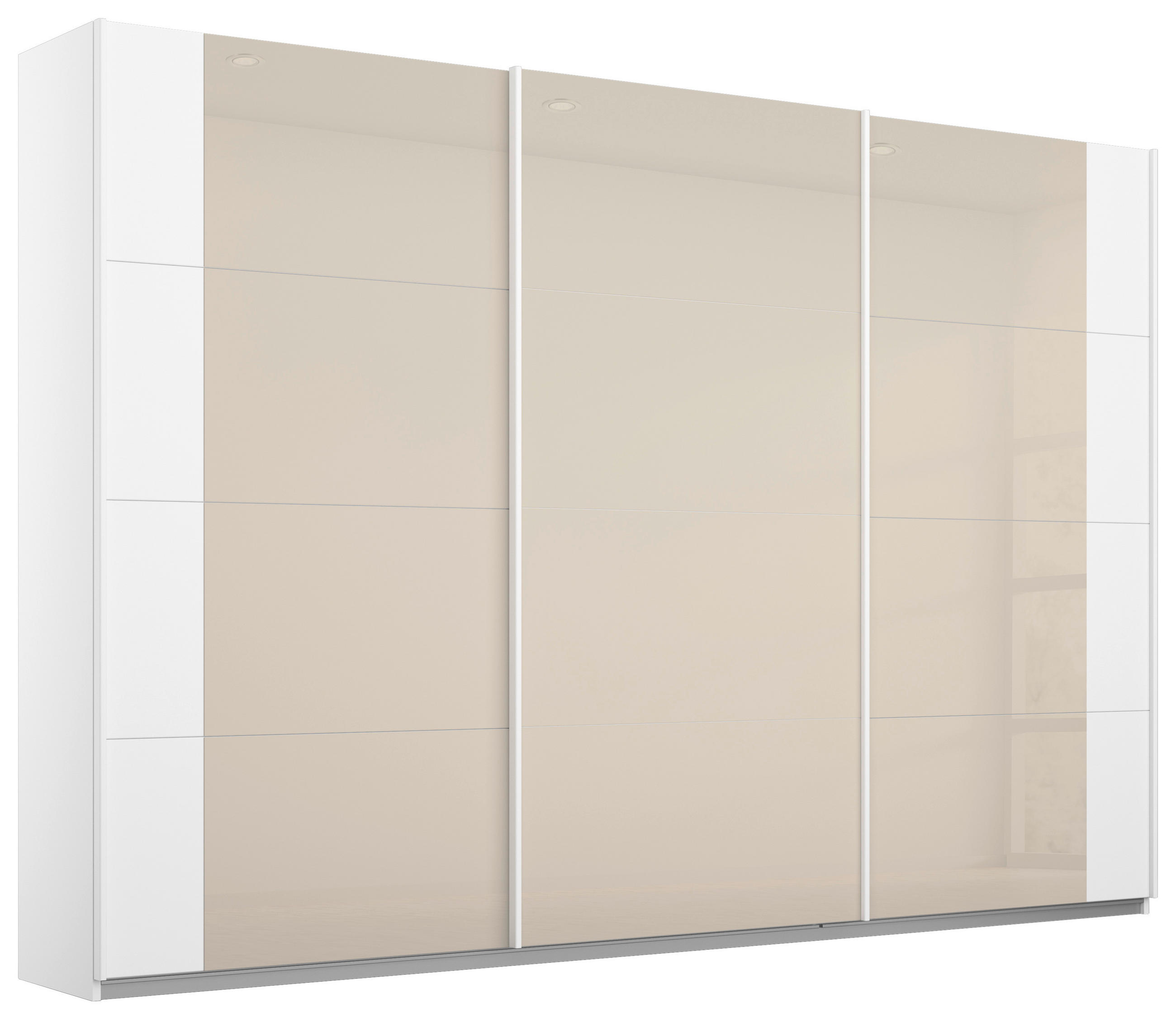 SCHWEBETÜRENSCHRANK 271/210/62 cm 3-türig Weiß, Champagner  - Champagner/Weiß, MODERN, Glas/Holzwerkstoff (271/210/62cm) - Rauch Möbel