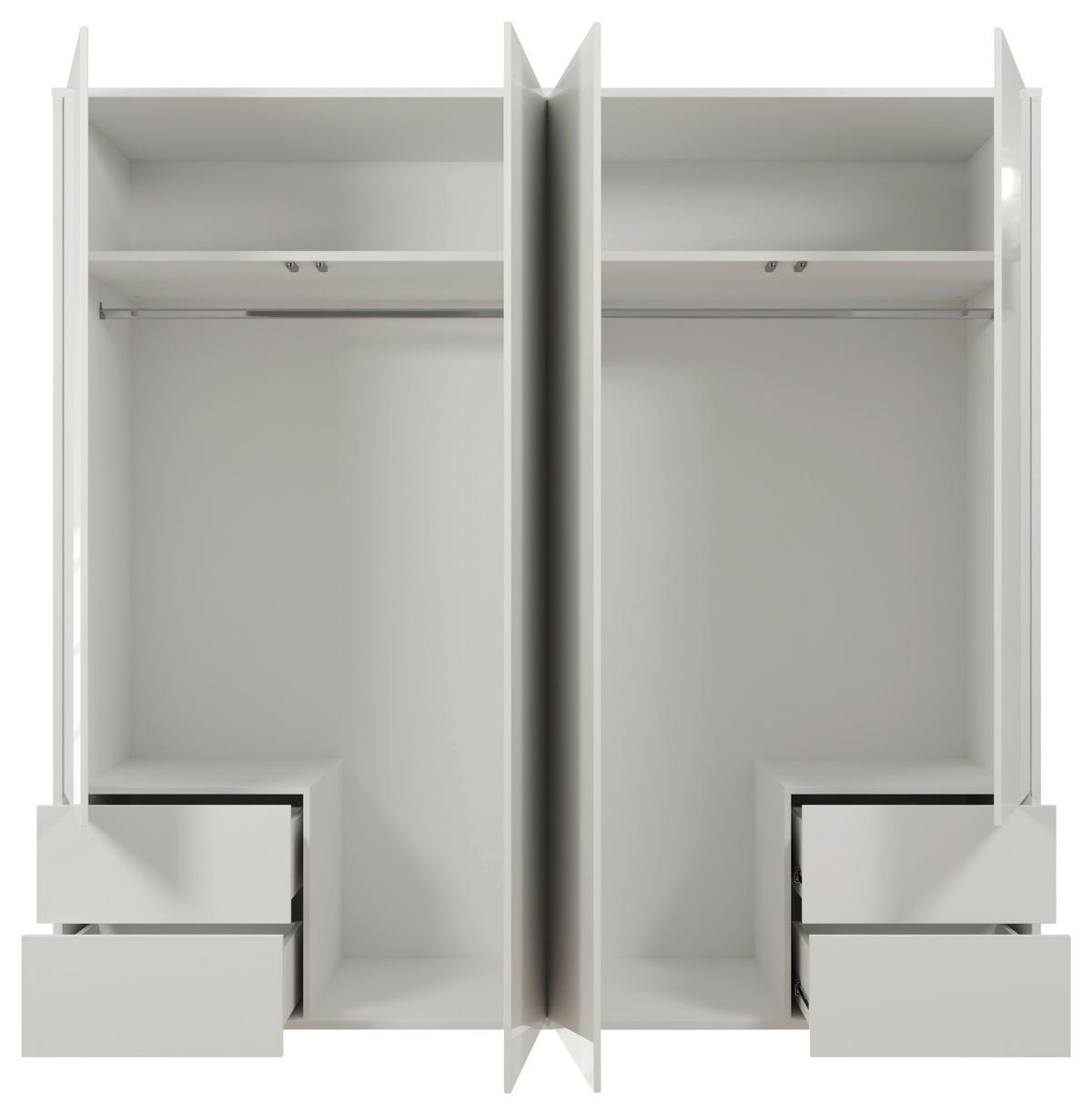DREHTÜRENSCHRANK 224/214/60 cm,  in Weiß, Weiß Hochglanz, 4-türig  - Weiß Hochglanz/Weiß, Trend, Holzwerkstoff (224/214/60cm) - Carryhome