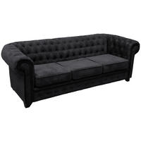 CHESTERFIELD-SOFA CHESTERFIELD Flachgewebe Schwarz  - Schwarz, KONVENTIONELL, Holz/Textil (225/72/92cm) - Livetastic