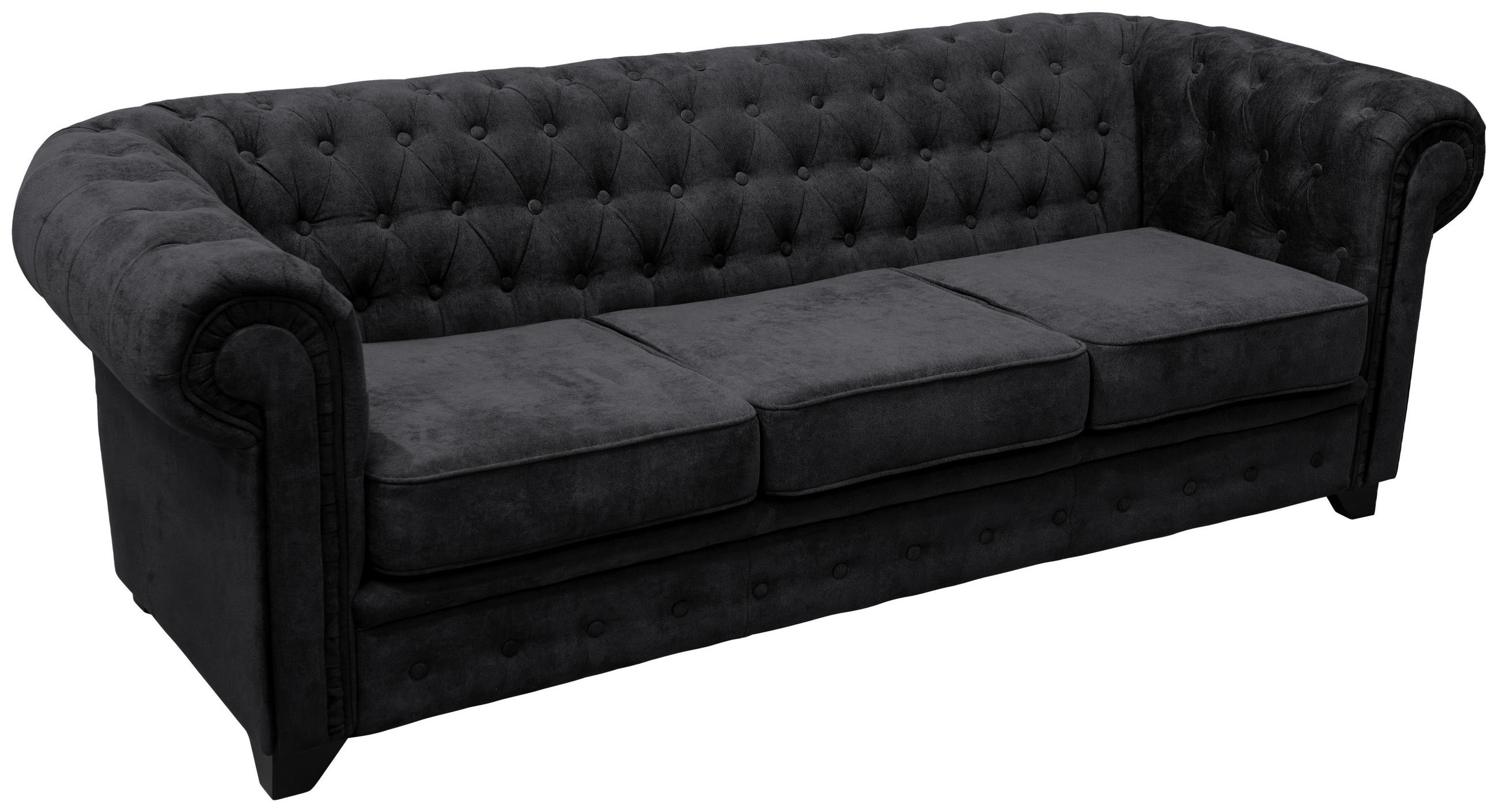 Livetastic POHOVKA CHESTERFIELD, dřevo, textil, kompozitní dřevo, černá